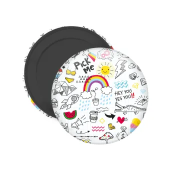 Doodle kids, Μαγνητάκι ψυγείου στρογγυλό διάστασης 5cm