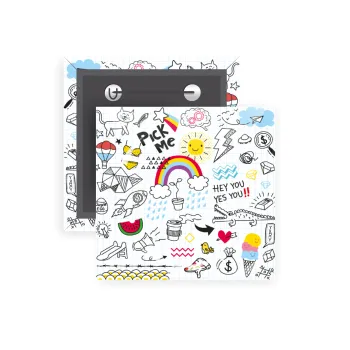 Doodle kids, Κονκάρδα παραμάνα τετράγωνη 5x5cm