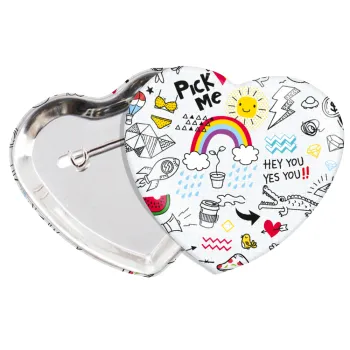 Doodle kids, Κονκάρδα παραμάνα καρδιά (57x52mm)