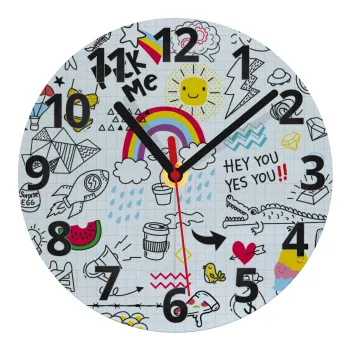 Doodle kids, Ρολόι τοίχου γυάλινο (20cm)