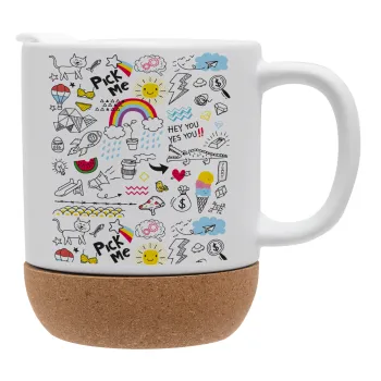 Doodle kids, Ceramic coffee mug Cork (MAT), 330ml