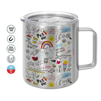 Doodle kids, Mug Stainless steel double wall 300ml