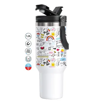 Doodle kids, Mega Stainless steel Tumbler with lid, double wall 1,2L