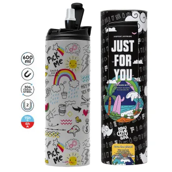 Doodle kids, Tumbler stainless steel GREY 600ml