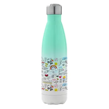 Doodle kids, Metal mug thermos Green/White (Stainless steel), double wall, 500ml