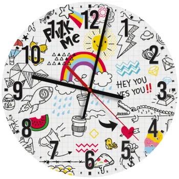 Doodle kids, Ρολόι τοίχου ξύλινο (30cm)