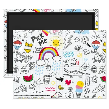 Doodle kids, Ορθογώνιο μαγνητάκι ψυγείου διάστασης 9x6cm