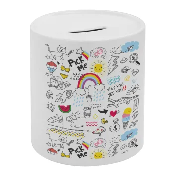 Doodle kids, Κουμπαράς πορσελάνης με τάπα