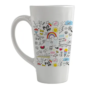 Doodle kids, Κούπα κωνική Latte Μεγάλη, κεραμική, 450ml
