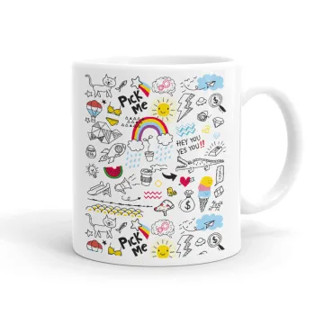 Doodle kids, Ceramic coffee mug, 330ml