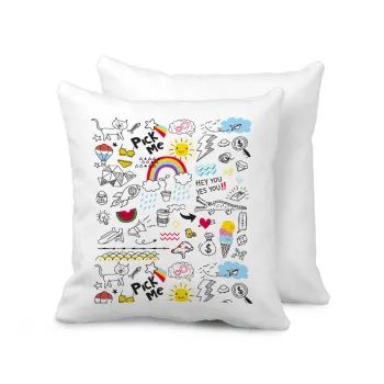 Doodle kids, Μαξιλάρι καναπέ 40x40cm περιέχεται το  γέμισμα