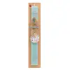 Easter Set, wooden keychain & aromatic flat Easter candle (30cm) (TURQUOISE)