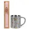 Easter Set, metallic thermal cup (300ml) & aromatic flat Easter candle (30cm) (PINK)