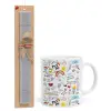 Easter Set, Ceramic Cup (330ml) & Easter aromatic flat candle (30cm) (GRAY)