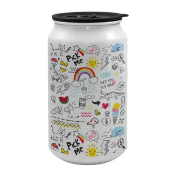 Doodle kids, Κούπα ταξιδιού μεταλλική με καπάκι (tin-can) 500ml