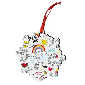 Doodle kids, Στολίδι Χριστουγεννιάτικο στολίδι snowflake ξύλινο 7.5cm