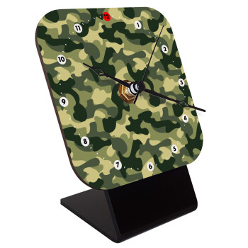 Army, Quartz Wooden table clock with hands (10cm)