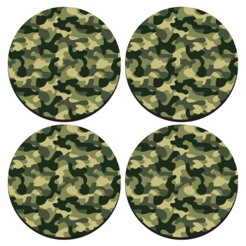 Army, ΣΕΤ 4 Σουβέρ ξύλινα στρογγυλά (9cm)