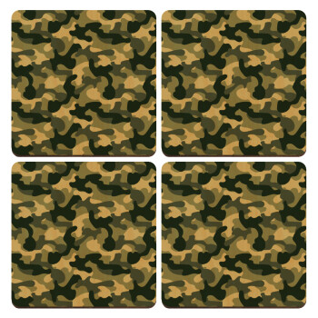 Army, ΣΕΤ x4 Σουβέρ ξύλινα τετράγωνα plywood (9cm)