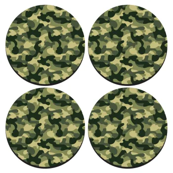 Army, ΣΕΤ 4 Σουβέρ ξύλινα στρογγυλά (9cm)