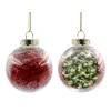 Transparent Christmas tree ball ornament with red filling 8cm