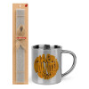 Easter Set, metallic thermal cup (300ml) & Easter aromatic flat candle (30cm) (GRAY)