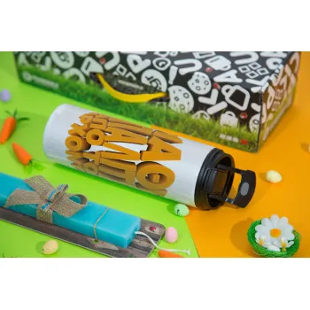 Μάθε μπαλίτσα από τον Άρχοντα, Easter candle,Travel Tumbler 2 Lids, with metal straw & cleaning brush & aromatic flat candle (30cm) (BLUE)