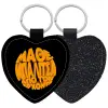 Μπρελόκ PU δερμάτινο glitter καρδιά ΜΑΥΡΟ