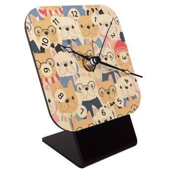 Σκύλοι, Επιτραπέζιο ρολόι σε φυσικό ξύλο (10cm)