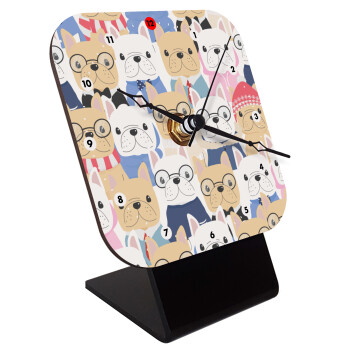 Σκύλοι, Επιτραπέζιο ρολόι ξύλινο με δείκτες (10cm)