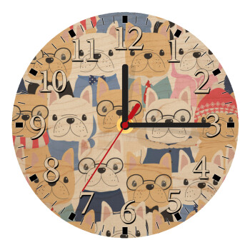 Σκύλοι, Ρολόι τοίχου ξύλινο plywood (20cm)