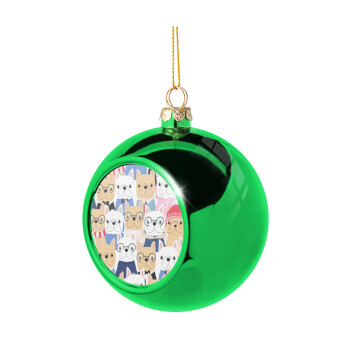 Σκύλοι, Χριστουγεννιάτικη μπάλα δένδρου Πράσινη 8cm