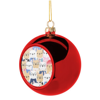 Σκύλοι, Χριστουγεννιάτικη μπάλα δένδρου Κόκκινη 8cm