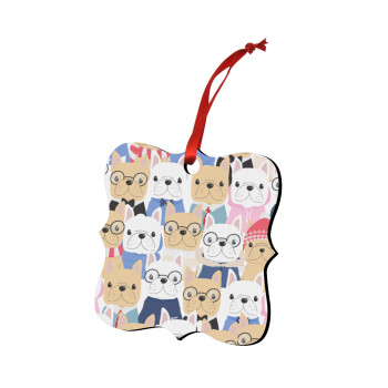 Σκύλοι, Στολίδι Χριστουγεννιάτικο στολίδι polygon ξύλινο 7.5cm