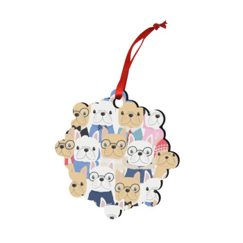 Σκύλοι, Christmas ornament snowflake wooden 7.5cm