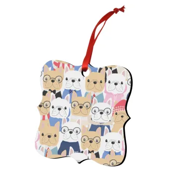 Σκύλοι, Christmas ornament polygon wooden 7.5cm