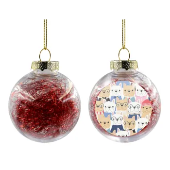 Σκύλοι, Transparent Christmas tree ball ornament with red filling 8cm