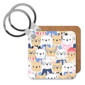 Σκύλοι, Μπρελόκ Ξύλινο τετράγωνο MDF