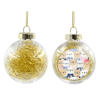 Σκύλοι, Transparent Christmas tree ball ornament with gold filling 8cm