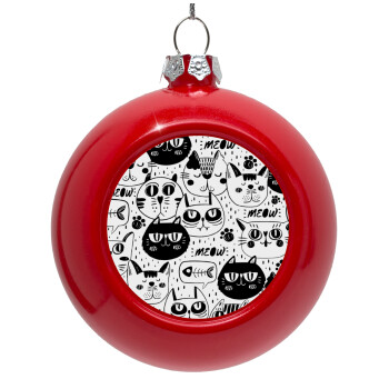 Γάτες, Red Christmas tree ornament bauble 8cm