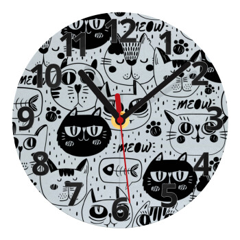 Γάτες, Ρολόι τοίχου γυάλινο (20cm)