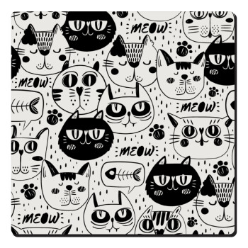 Γάτες, Τετράγωνο μαγνητάκι ξύλινο 6x6cm