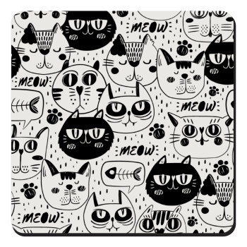 Γάτες, Τετράγωνο μαγνητάκι ξύλινο 9x9cm