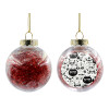 Στολίδι Χριστουγεννιάτικη μπάλα δένδρου διάφανη με κόκκινο γέμισμα 8cm