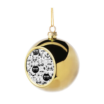 Γάτες, Golden Christmas tree ball ornament 8cm