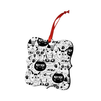 Γάτες, Christmas ornament polygon wooden 7.5cm