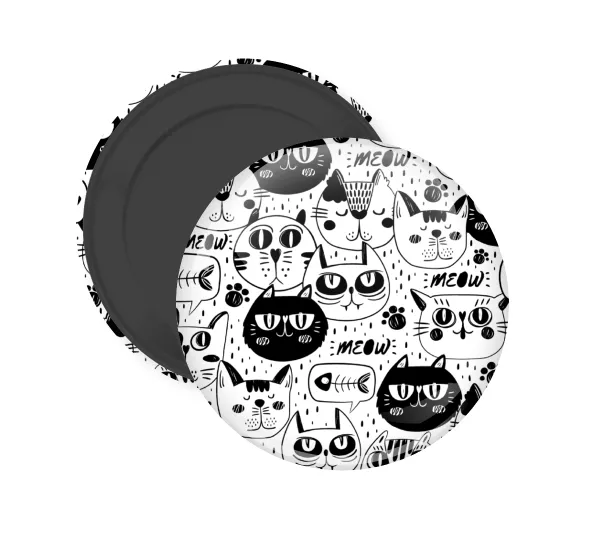 Γάτες — Round fridge magnet, 5cm