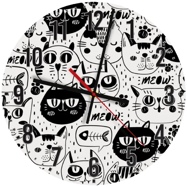 Γάτες — Wooden wall clock (30cm)