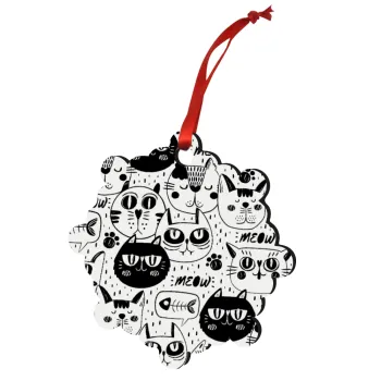 Γάτες, Στολίδι Χριστουγεννιάτικο στολίδι snowflake ξύλινο 7.5cm