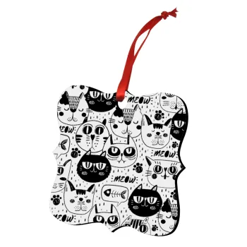 Γάτες, Christmas ornament polygon wooden 7.5cm